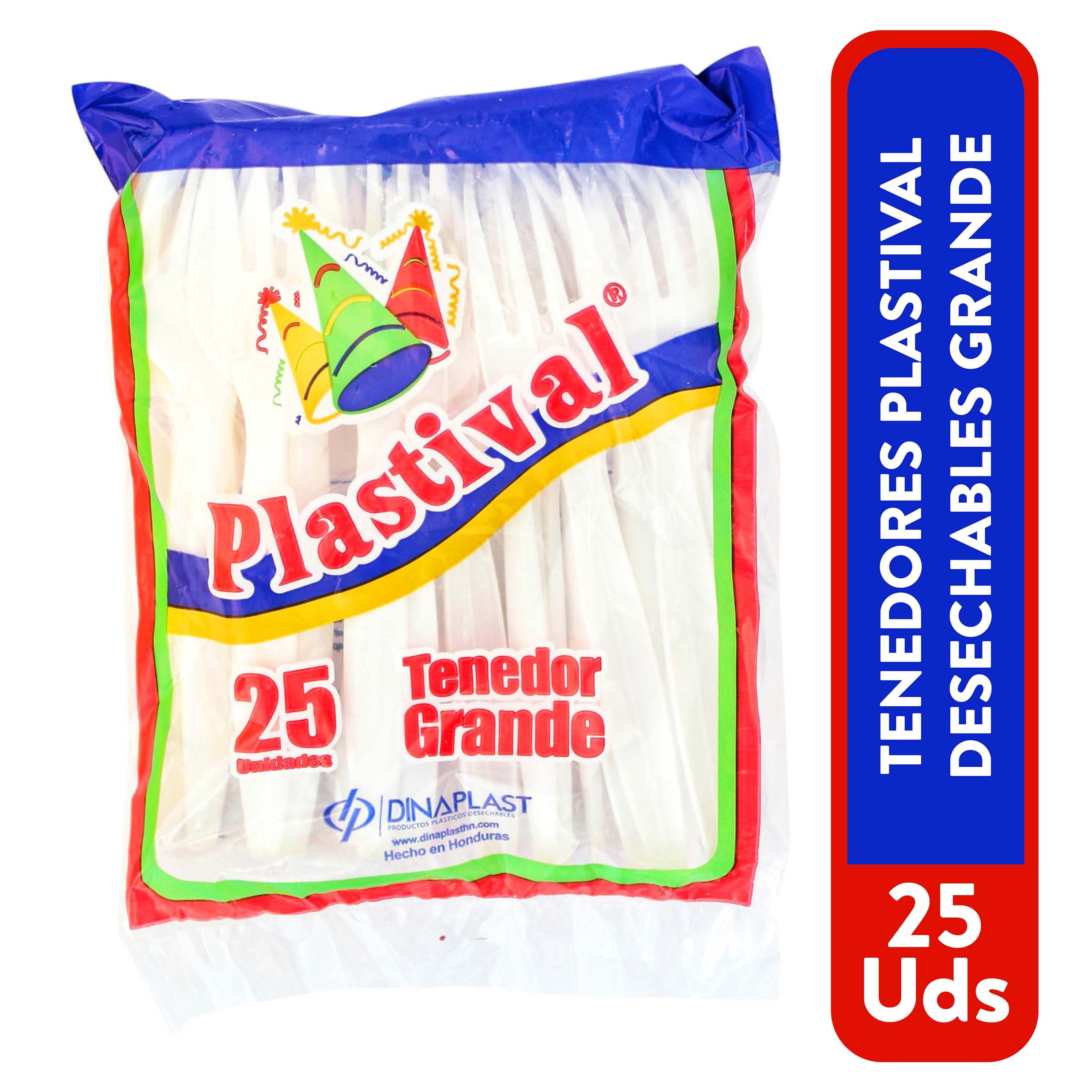 Tenedores Plastival Desechables Grande - 25 Unidades