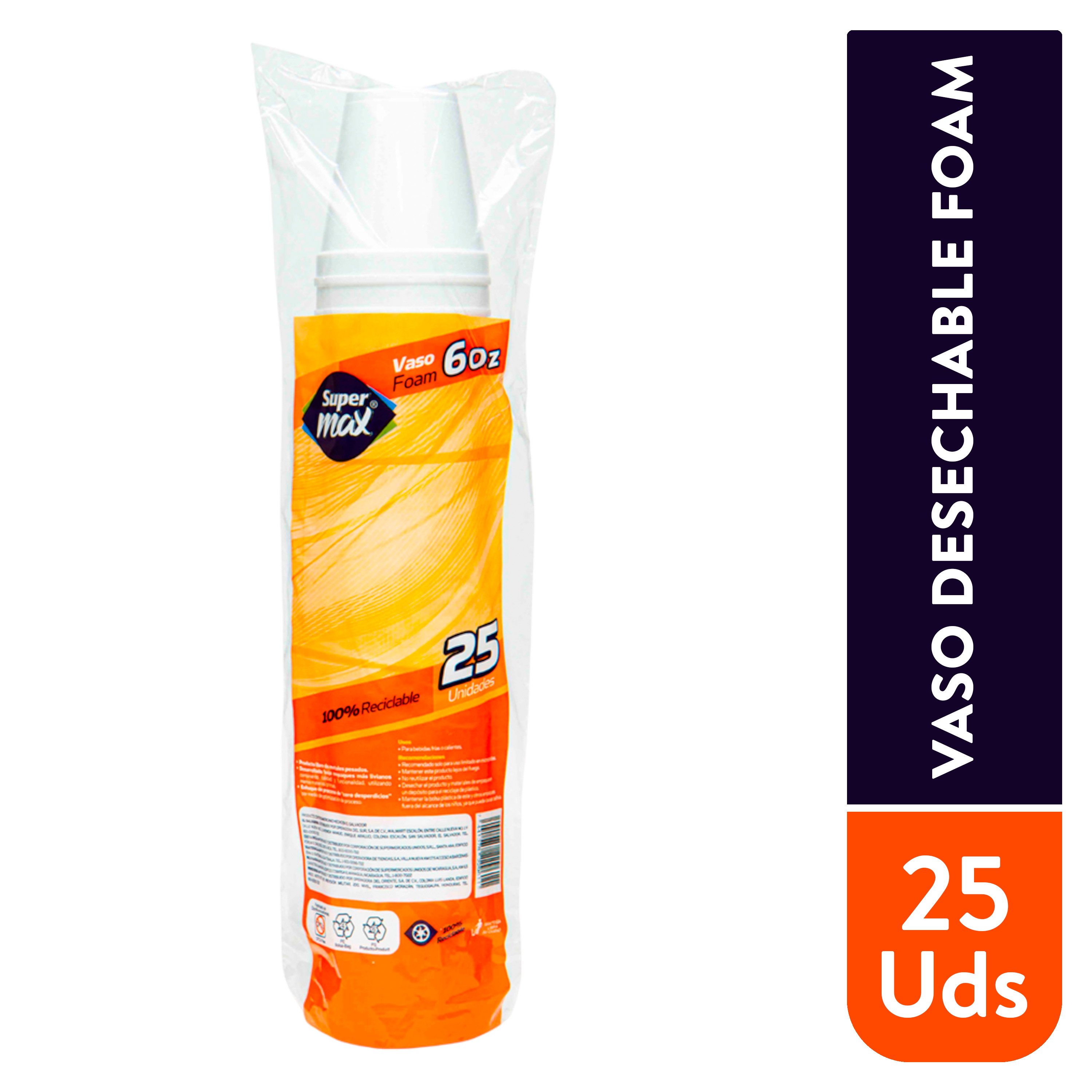 Vaso Supermax Desechable Foam Paquete - 6Oz - 25 Unidades