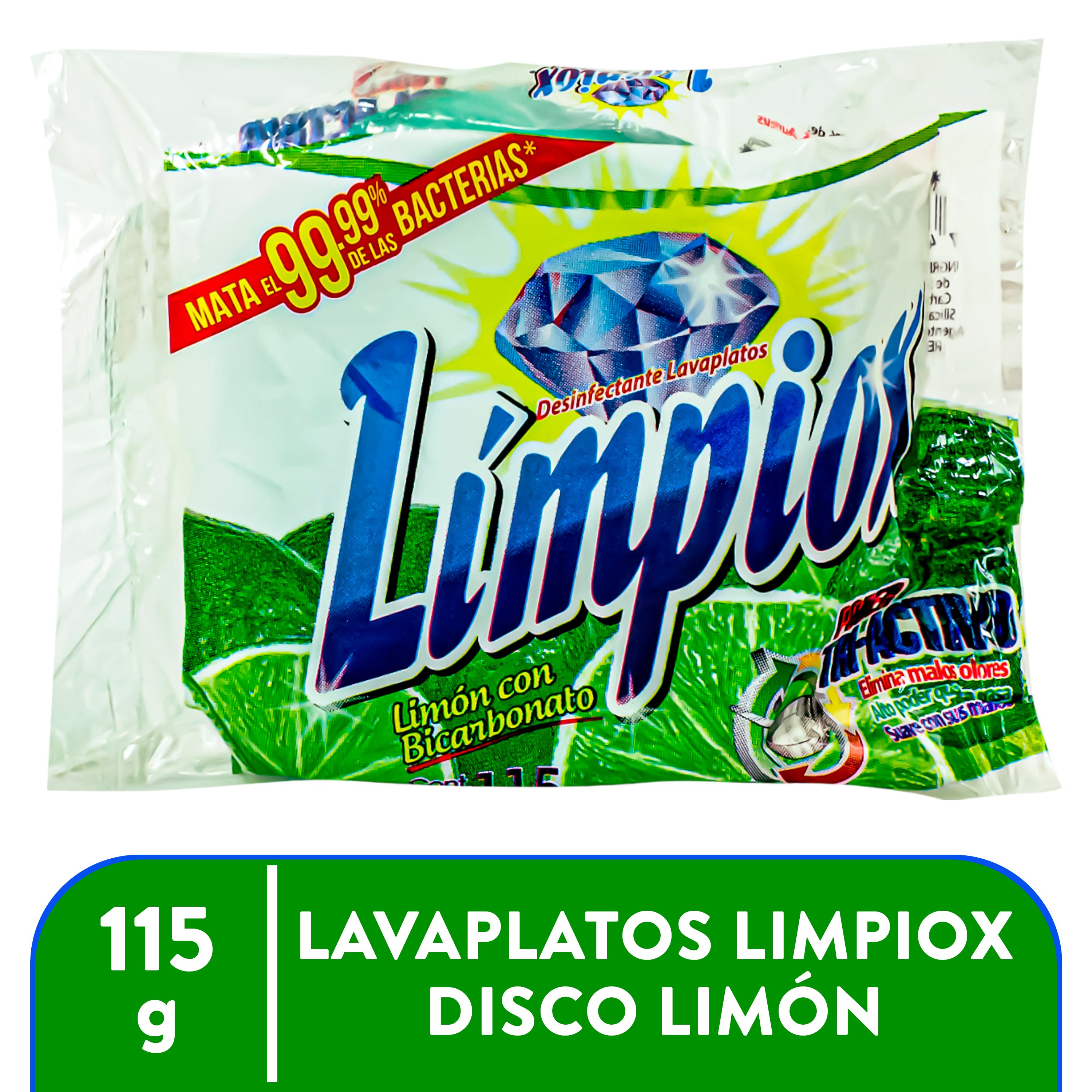 Lavaplatos Limpiox Disco Limón con Bicarbonato 115 g