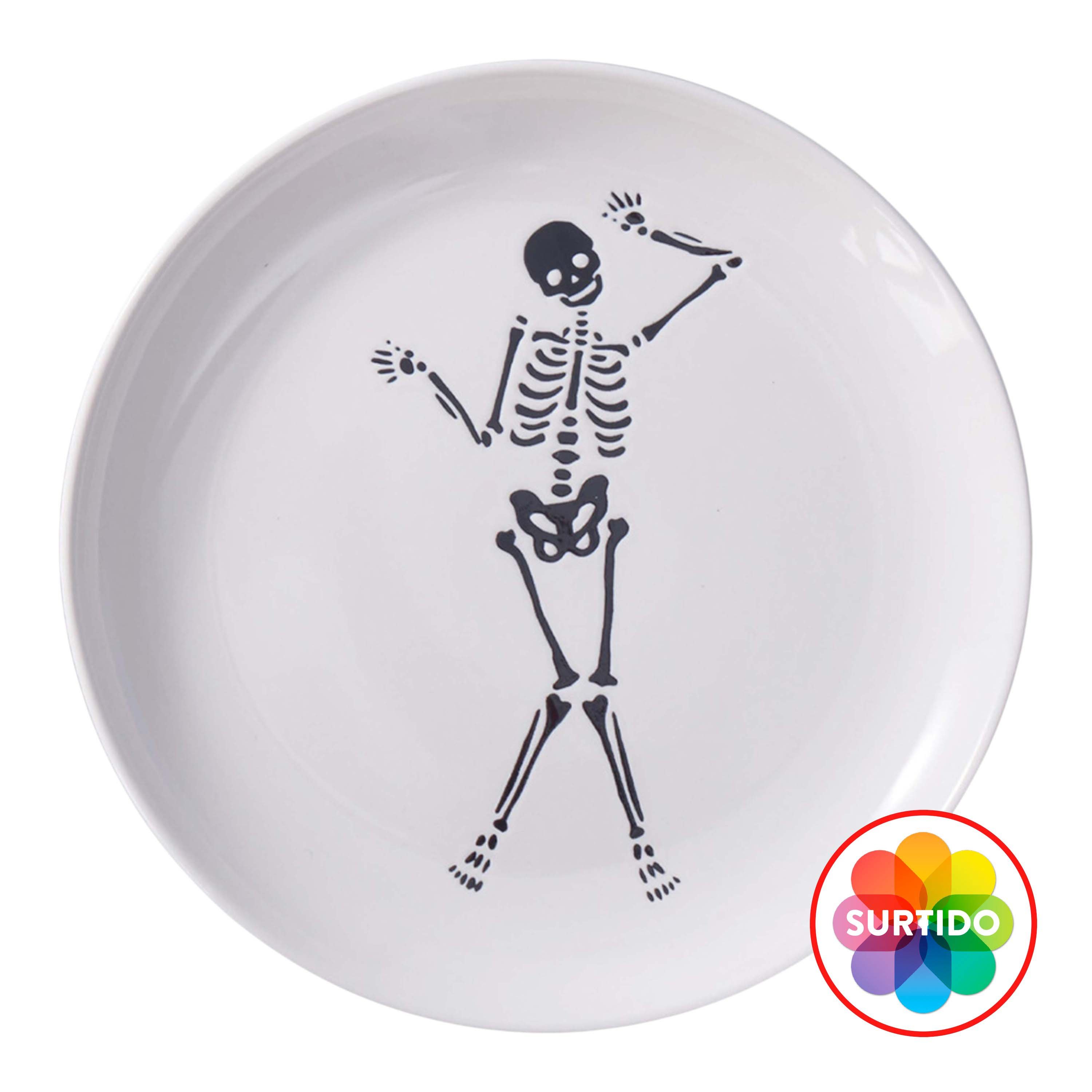 Platos Way To Celebrate para aperitivos de esqueletos Halloween - 4 Pzas