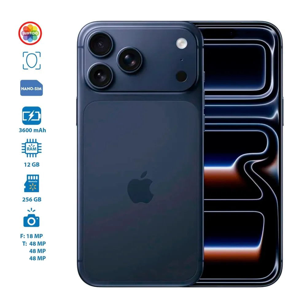 Celular Apple iPhone 17 Pro 12GB RAM y 256GB Almacenamiento colores surtidos