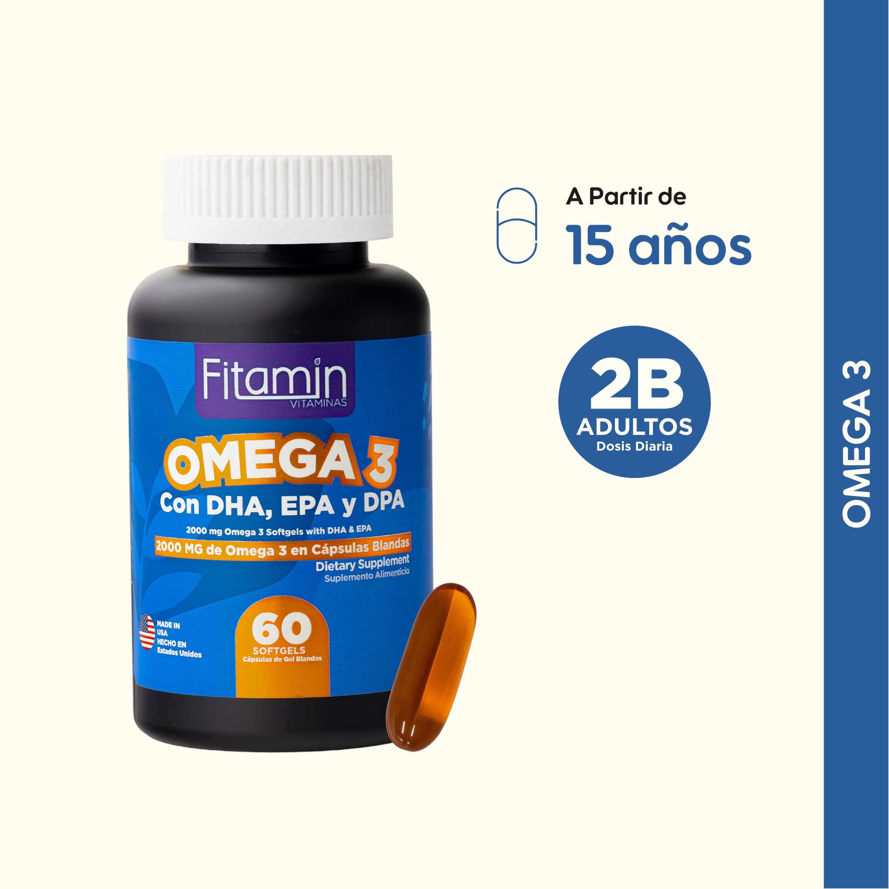 Suplemento Omega 3  Fitamin - 60 Cápsulas-Precio indicado por omega 3