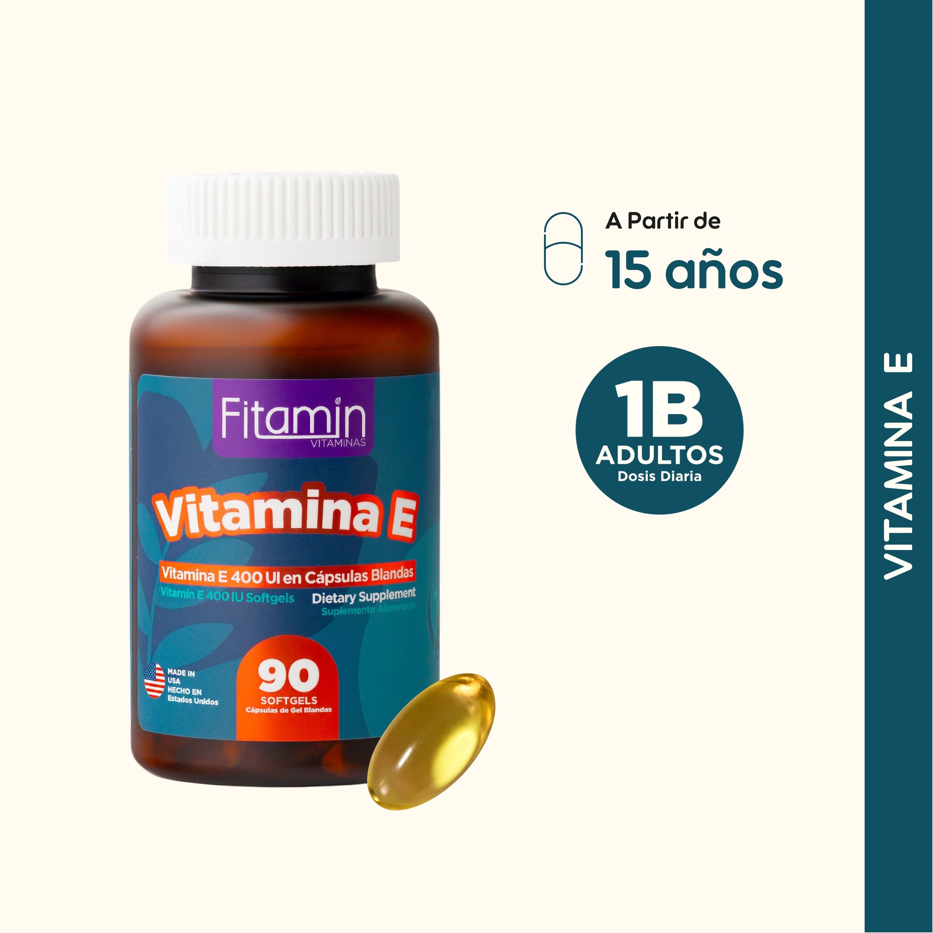 Vitamina E Fitamin 400 UI - 100 Cápsulas-Precio indicado por vitamina e