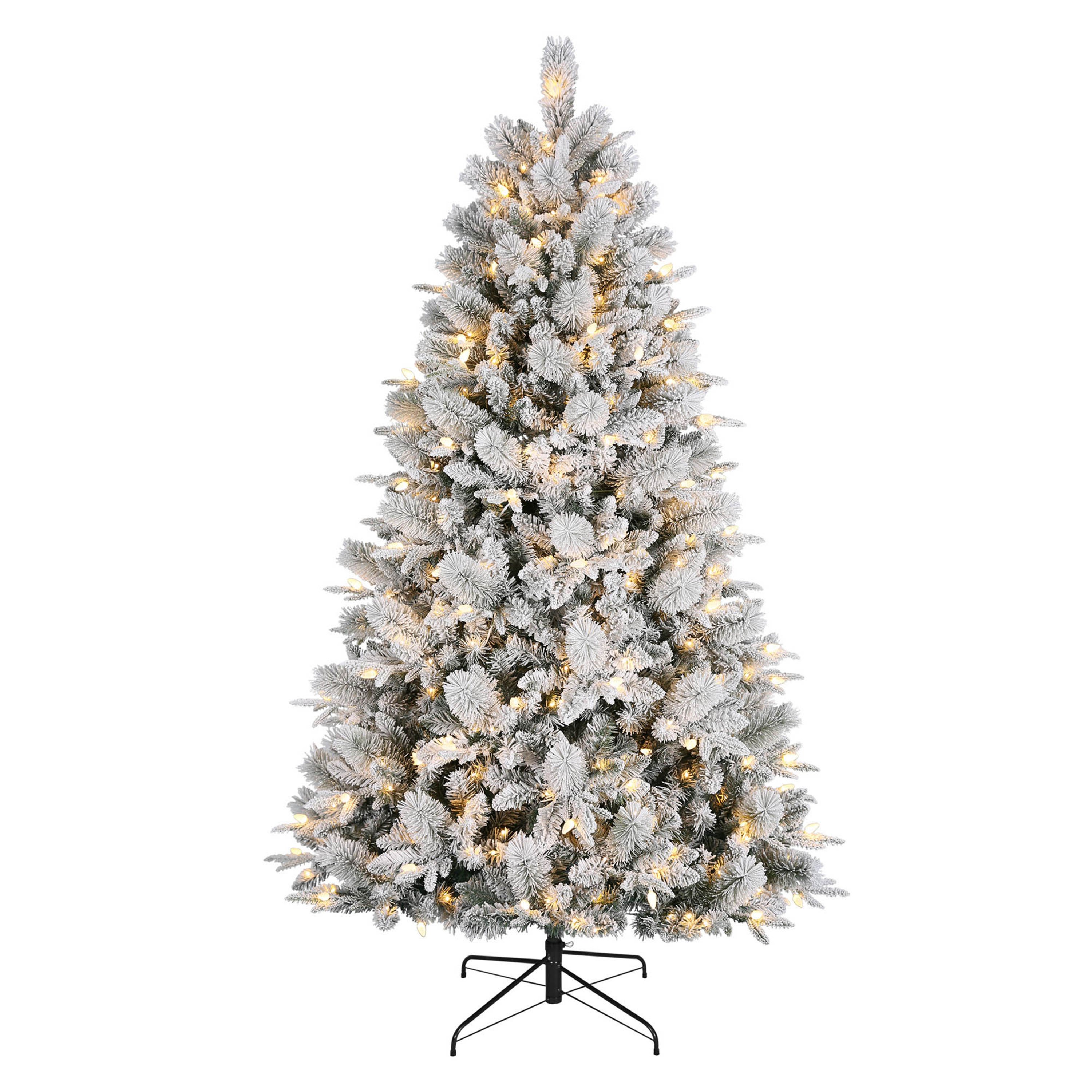 Árbol Holiday Time nevado con LED y 1412 puntas para Navidad - 2.10 m